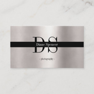 monogram, minimalistic silver black business card