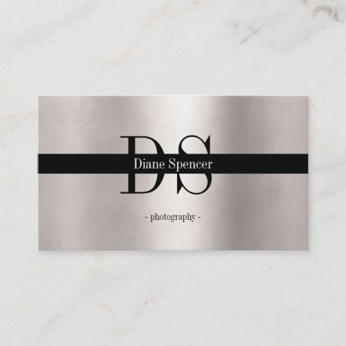 monogram minimalistic silver black  business card