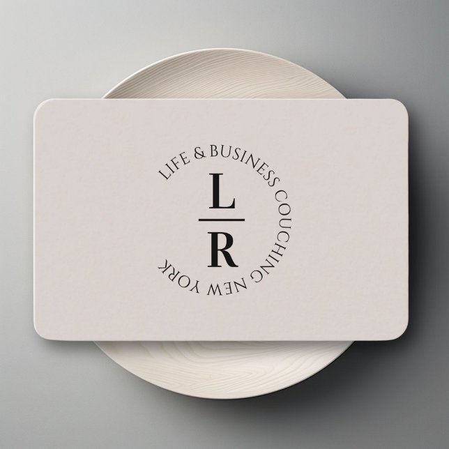 Monogram Minimalistic Soft Gray   Business Card (Monogram, minimalistic gray beige business business card)