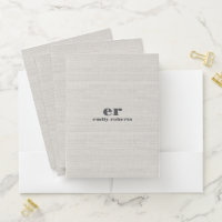 Monogram Minimalistic White Burlap Gray Typography