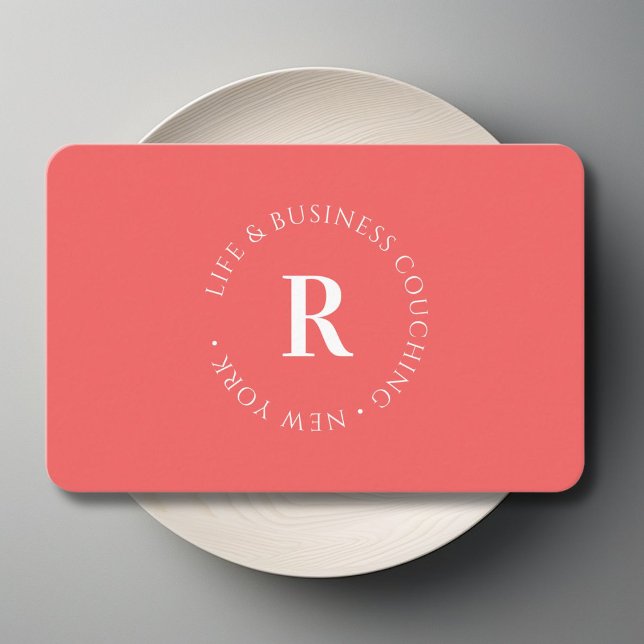 Monogram, Minimum Coral Business Business Card (Monogram, Minimum Coral Business Business Card)