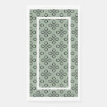 Monogram Mint Green and Black Retro Pattern Paper Guest Towels