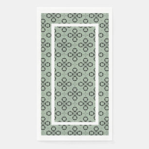 Monogram Mint Green and Black Retro Pattern Paper Guest Towels
