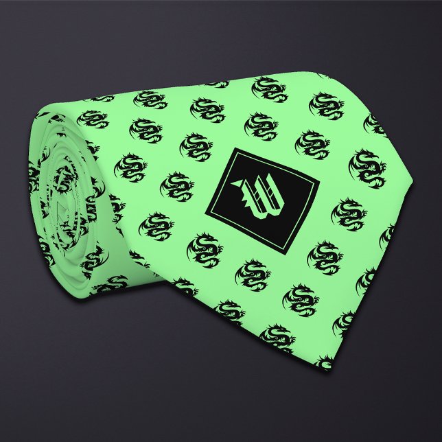 Monogram Mint Green Dragon Neck Tie (Creator Uploaded)
