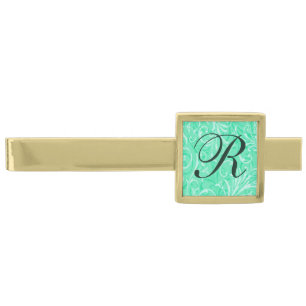 Monogram Mint Green Ornamental Tie Bar
