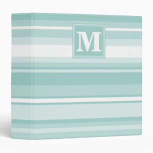 Monogram mint green stripes 3 ring binder