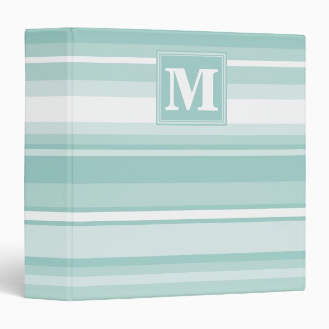 Monogram mint green stripes 3 ring binder (Front/Spine)