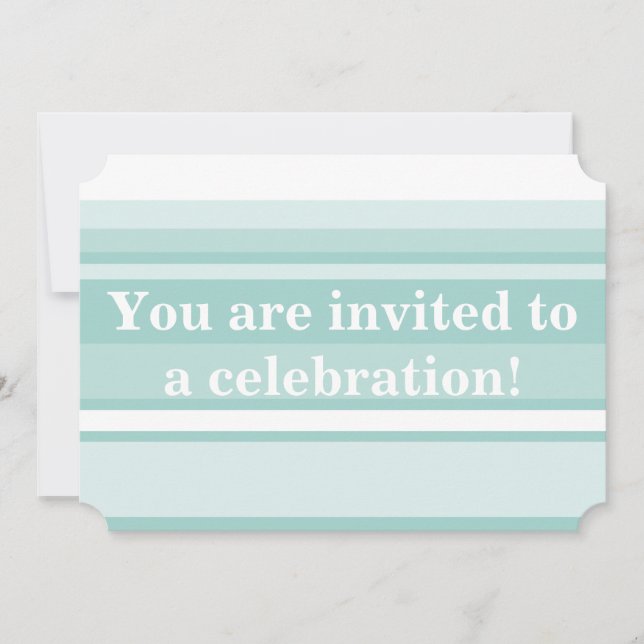 Monogram mint green stripes invitation (Front)