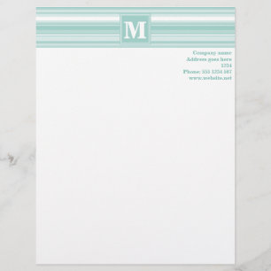 Monogram mint green stripes letterhead