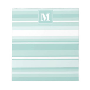Monogram mint green stripes notepad