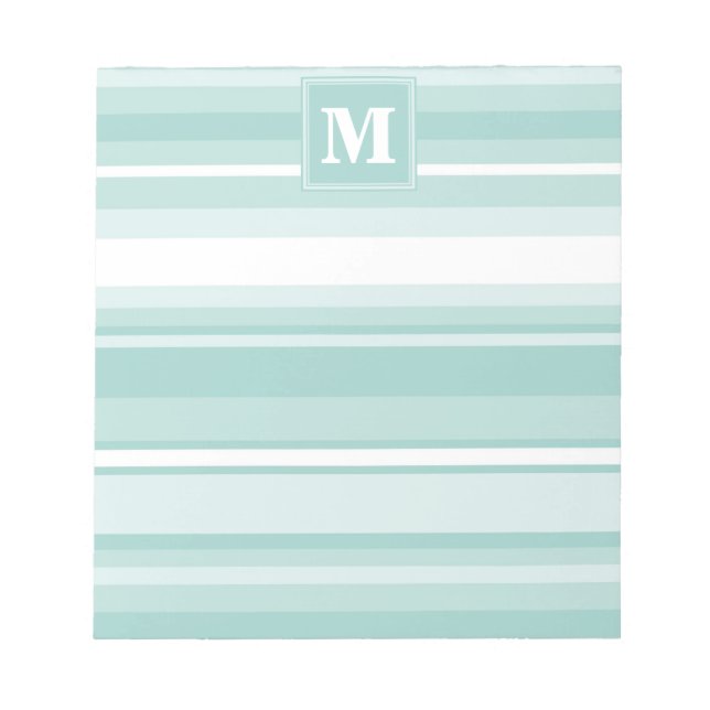 Monogram mint green stripes notepad (Front)