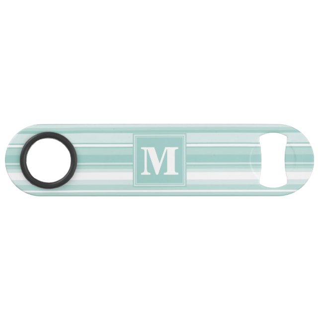Monogram mint green stripes speed bottle opener (Front (Horizontal))