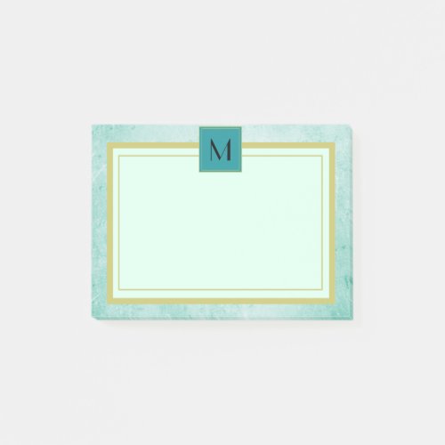 Monogram Mint green vintage texture Post_it Notes