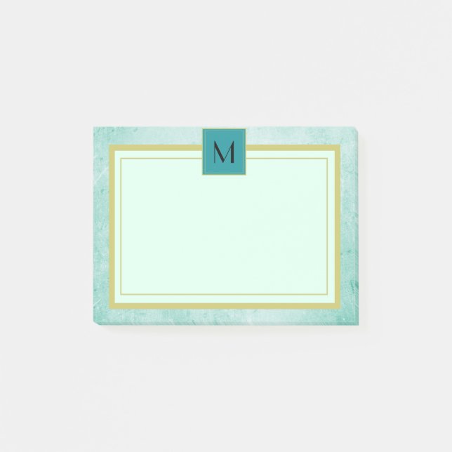 Monogram Mint green vintage texture Post-it Notes (Front)