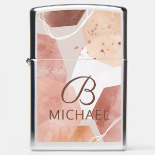 Monogram Modern Abstract Personalized Name Zippo Lighter