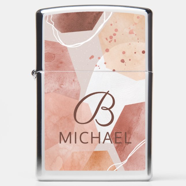 Monogram Modern Abstract Personalized Name Zippo Lighter (Front)