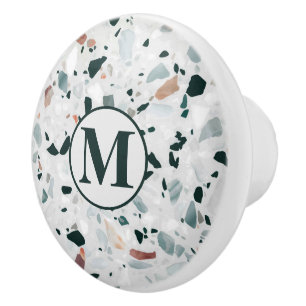 Monogram Modern Abstract Terrazzo Pattern Ceramic Knob