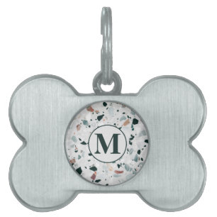 Monogram Modern Abstract Terrazzo Pattern Pet ID Tag