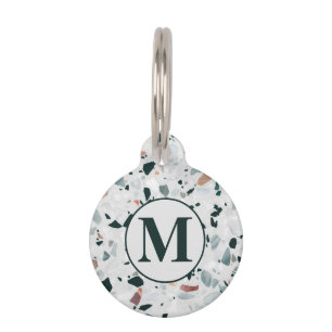 Monogram Modern Abstract Terrazzo Pattern Pet ID Tag