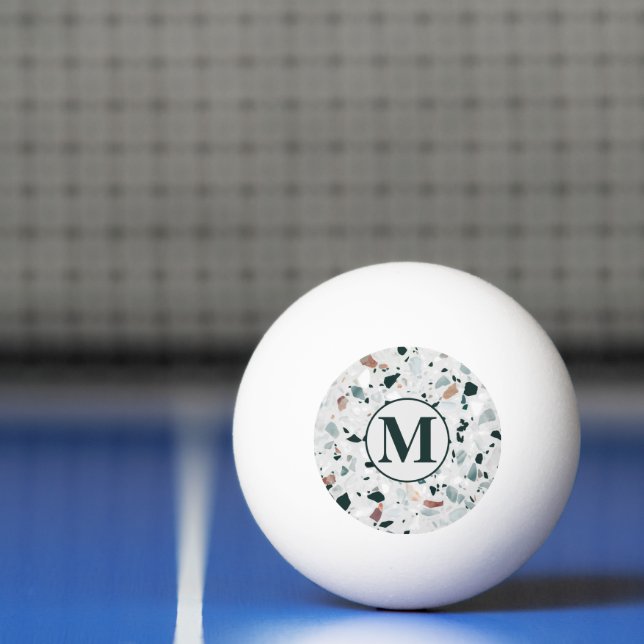 Monogram Modern Abstract Terrazzo Pattern Ping Pong Ball (Net)