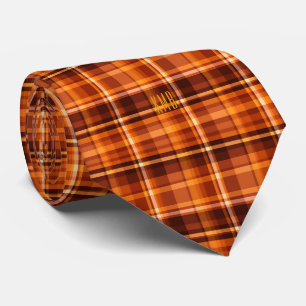 Monogram Modern Autumn-Fall Plaid Pattern Necktie