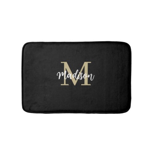 Monogram Modern Black and Tan Sand Bath Mat