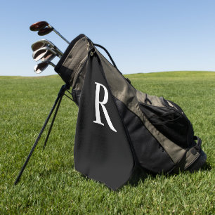 Monogram Modern Black and White Golf Towel