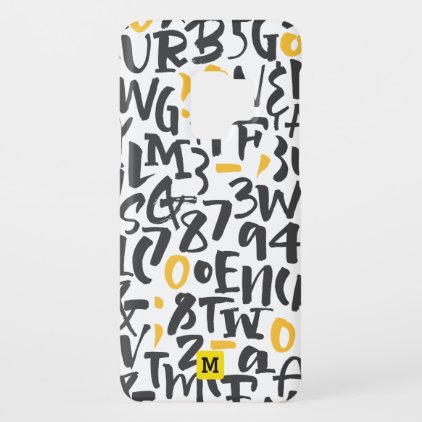 Monogram. Modern Black and Yellow Typography. Case-Mate Samsung Galaxy S9 Case