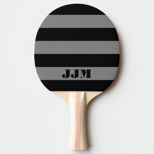 Monogram Modern Black, Medium Gray Stripe Ping Pong Paddle (Front)