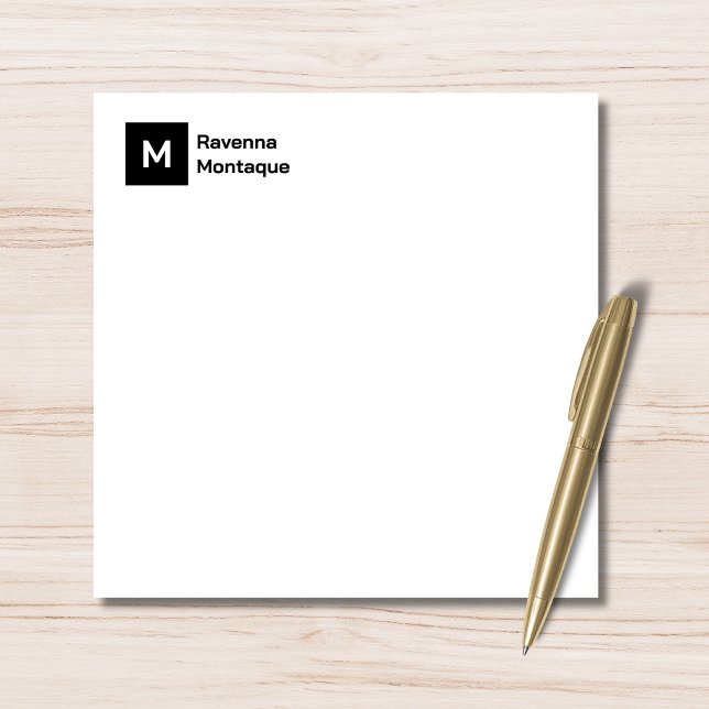 Monogram Modern  Black Personalized Script  Note Card (Creator Uploaded)