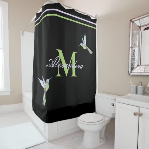 Monogram Modern Black White Gold Elegant Stripes S Shower Curtain