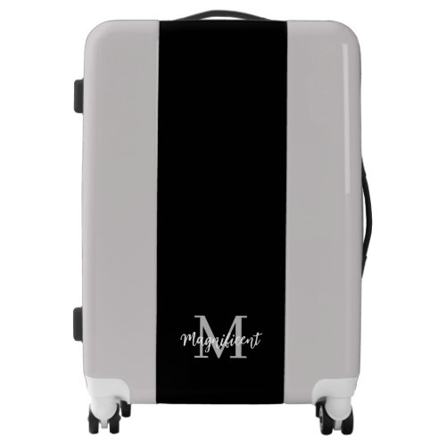 Monogram Modern Black White Silver Luggage
