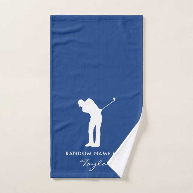 Monogram Modern Blue Club Name Personalized Hand Towel (Hand Towel)