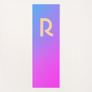 Monogram Modern Blue Hot Pink Gradient Yoga Mat