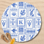 Monogram Modern Blue White Abstract Pattern Beach Towel<br><div class="desc">Monogram Modern Blue White Abstract Pattern  Beach Towels features a pattern of abstract objects with your custom monogram in the center. Perfect gift for her for Christmas,  birthday,  Mother's Day and more whether girlfriend,  sister,  mother,  friends. Created by Evco Studio www.zazzle.com/store/evcostudio</div>