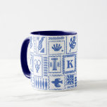 Monogram Modern Blue White Abstract Pattern Mug<br><div class="desc">Monogram Modern Blue White Abstract Pattern Mug features a pattern of abstract objects with your custom monogram in the center. Perfect gift for her for Christmas,  birthday,  Mother's Day and more whether girlfriend,  sister,  mother,  friends. Created by Evco Studio www.zazzle.com/store/evcostudio</div>