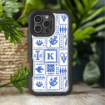 Monogram Modern Blue White Abstract Pattern iPhone 16 Pro Max Case<br><div class="desc">Monogram Modern Blue White Abstract Pattern iPhone 16 Pro Max Magsafe Case Phone Case features a pattern of abstract objects with your custom monogram in the center. Perfect gift for her for Christmas,  birthday,  Mother's Day and more whether girlfriend,  sister,  mother,  friends. Created by Evco Studio www.zazzle.com/store/evcostudio</div>