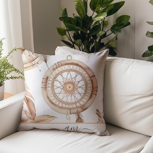 Monogram  Modern Boho Neutral Tribal Pattern Pillow Case