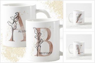 Monogram Modern Boho Personalized Coffee Mugs