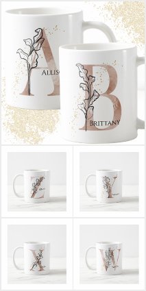 Monogram Modern Boho Personalized Coffee Mugs