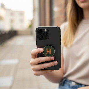 Monogram Modern Bold Green Orange PopSocket