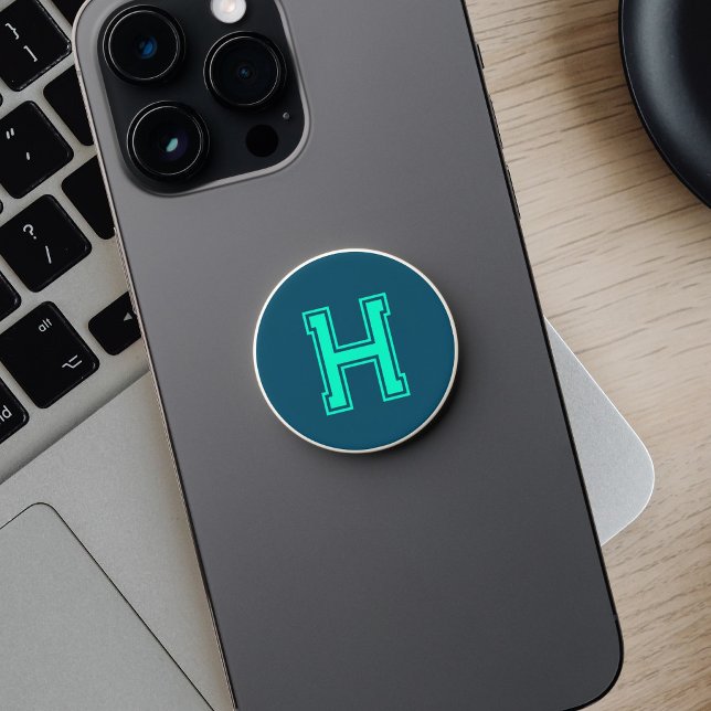 Monogram Modern Bold Teal PopSocket (Creator Uploaded)