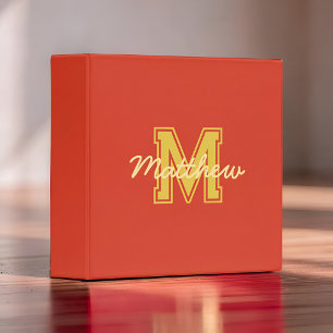 Monogram Modern Boy Preppy Back-To-School 3 Ring Binder
