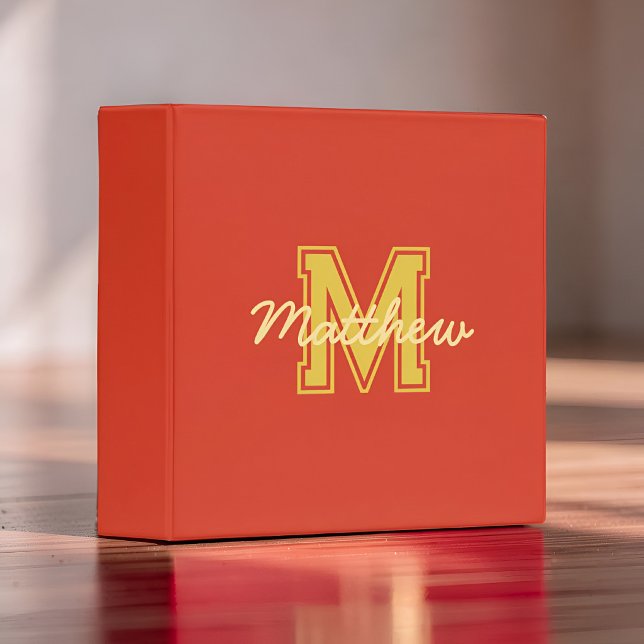 Monogram Modern Boy Preppy Back-To-School 3 Ring Binder (Creator Uploaded)