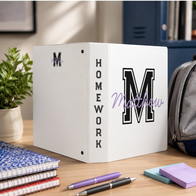 Monogram Modern Boy Preppy Back-To-School Homework 3 Ring Binder (Monogram Modern Boy Preppy Back-To-School Homework 3 Ring Binder)