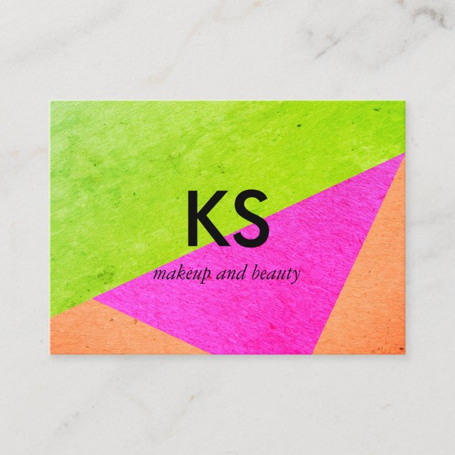 Monogram Modern Bright Color Blocks Business Card (Front)