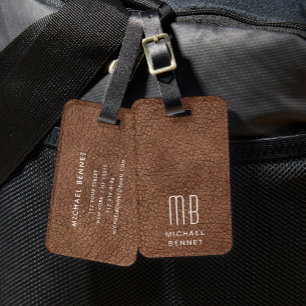 Monogram Modern Brown Luggage Tag