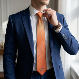 Monogram Modern Brushed Copper Metallic Pattern Neck Tie