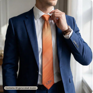 Monogram Modern Brushed Copper Metallic Pattern Neck Tie