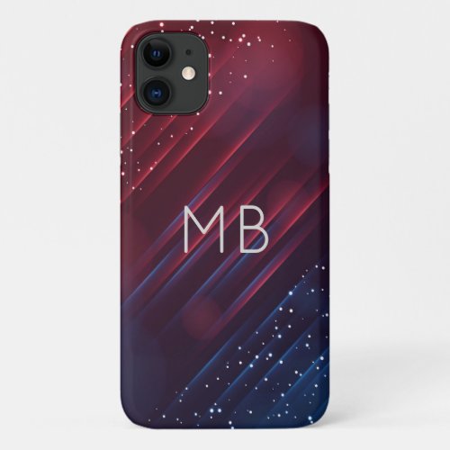 Monogram Modern Burgundy Navy Blue Personalized iPhone 11 Case